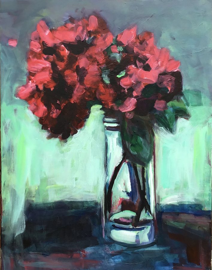 “Red flowers” – maleri af Helle Kjems