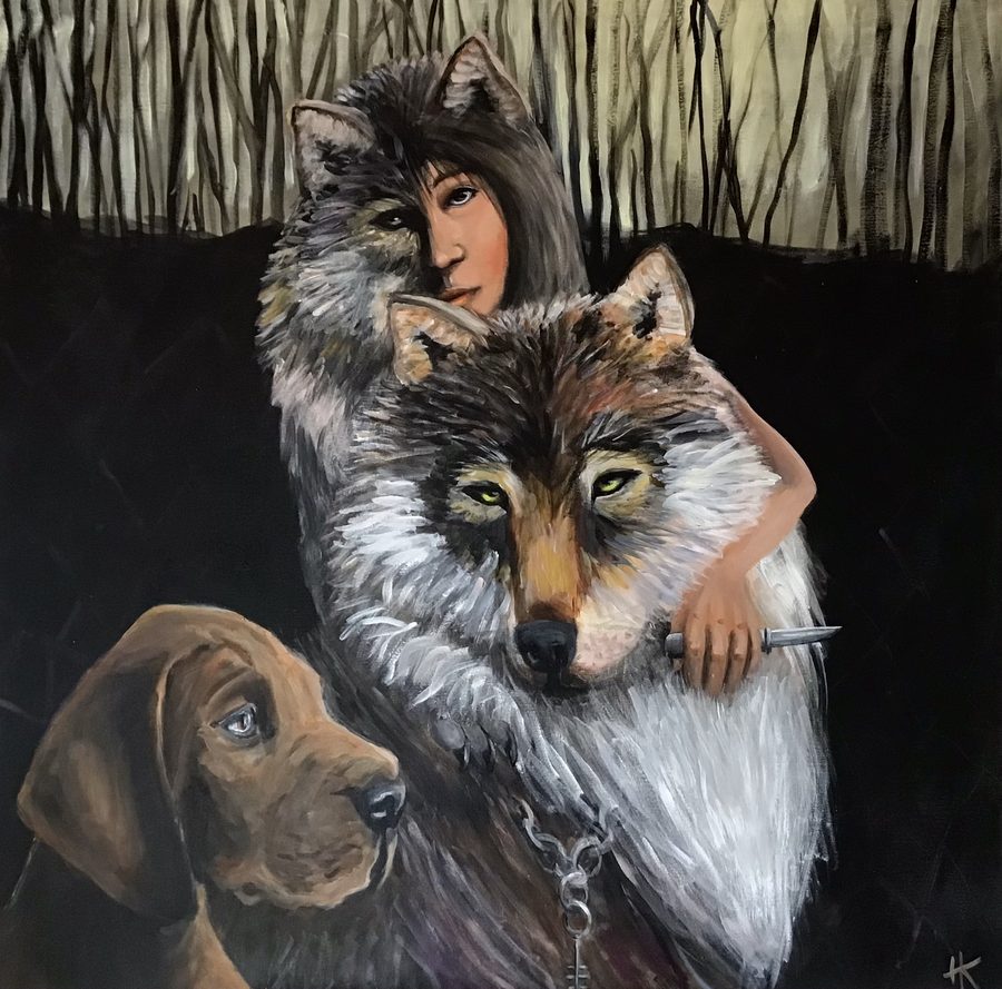 "Full moon business" – maleri af Helle Kjems