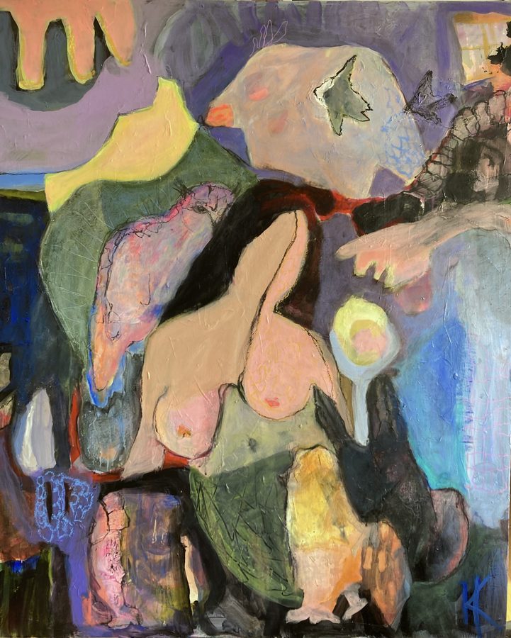 “Mermaid and the Seal” – maleri af Helle Kjems