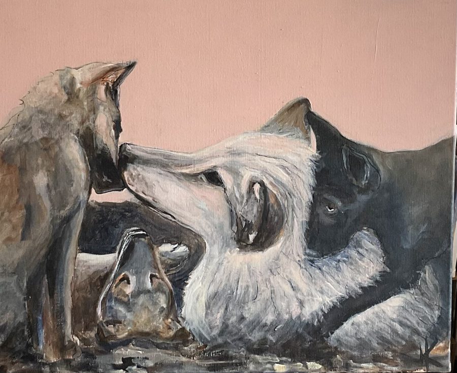 “Mom loves her pups” – maleri af Helle Kjems