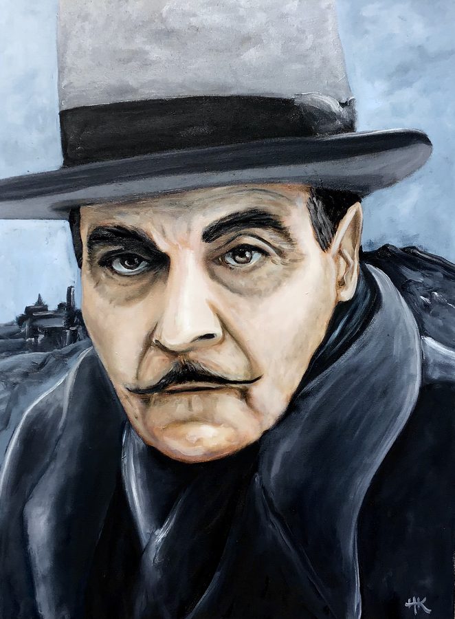 “David Suchet as Hercule Poirot” – maleri af Helle Kjems