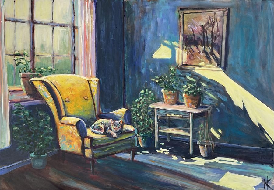 “The Yellow Chair” – maleri af Helle Kjems