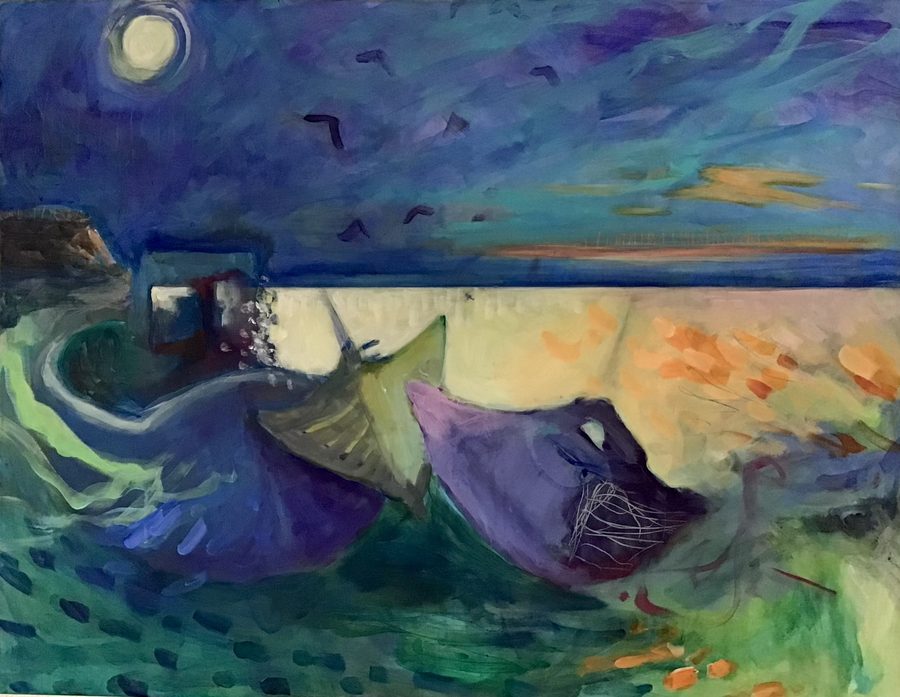 “Under the Moon” – maleri af Helle Kjems